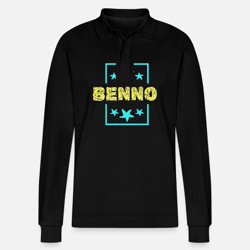 Benno als Benno - Stanley/Stella Unisex Bio-Langarm-Poloshirt Prepster - Schwarz