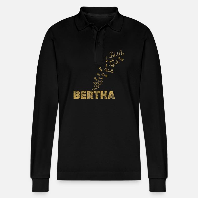 Bertha als Boot - Stanley/Stella Unisex Bio-Langarm-Poloshirt Prepster - Schwarz