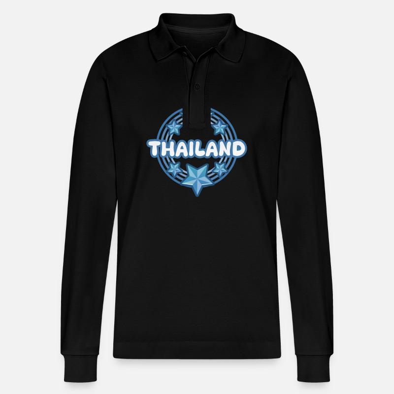 Thailand - Stanley/Stella Unisex Bio-Langarm-Poloshirt Prepster - Schwarz