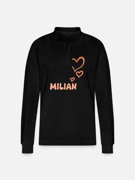 First name Milian - Stanley/Stella Organic Unisex Long-Sleeved Polo Shirt Prepster - black