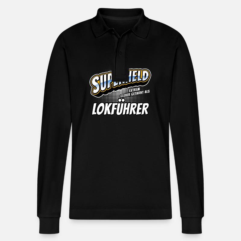 Superheld, clever getarnt als Lokführer - Stanley/Stella Unisex Bio-Langarm-Poloshirt Prepster - Schwarz