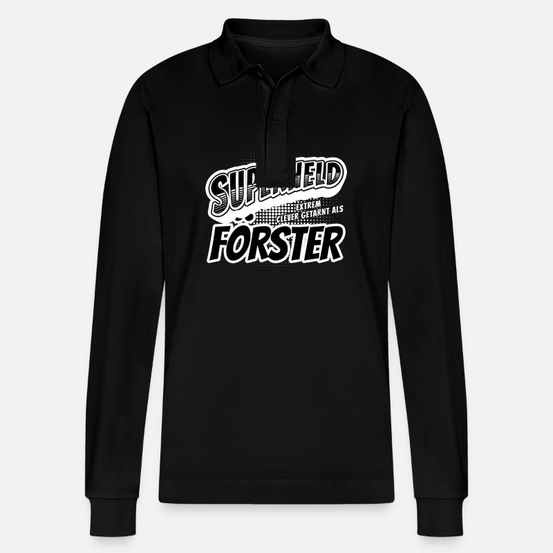 Superheld, clever getarnt als Förster - Stanley/Stella Unisex Bio-Langarm-Poloshirt Prepster - Schwarz