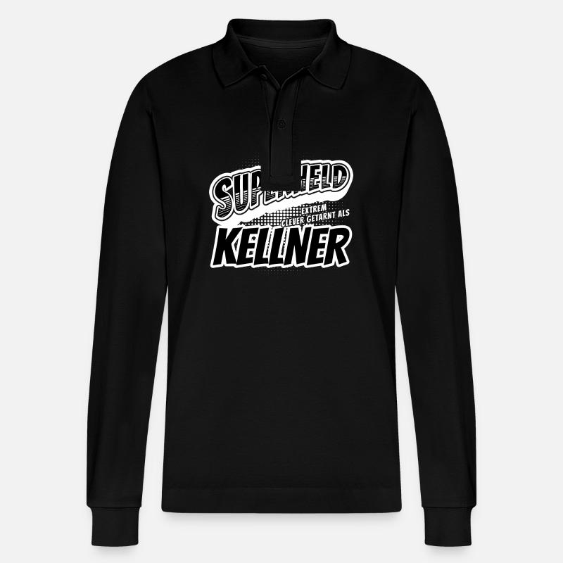 Superheld, clever getarnt als Kellner - Stanley/Stella Unisex Bio-Langarm-Poloshirt Prepster - Schwarz
