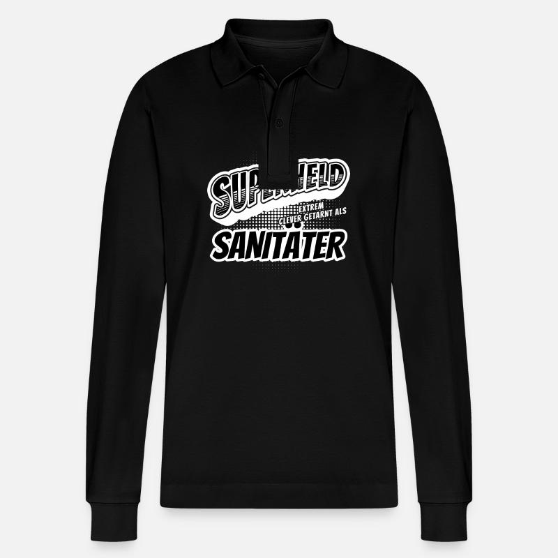 Superheld, clever getarnt als Sanitäter - Stanley/Stella Unisex Bio-Langarm-Poloshirt Prepster - Schwarz