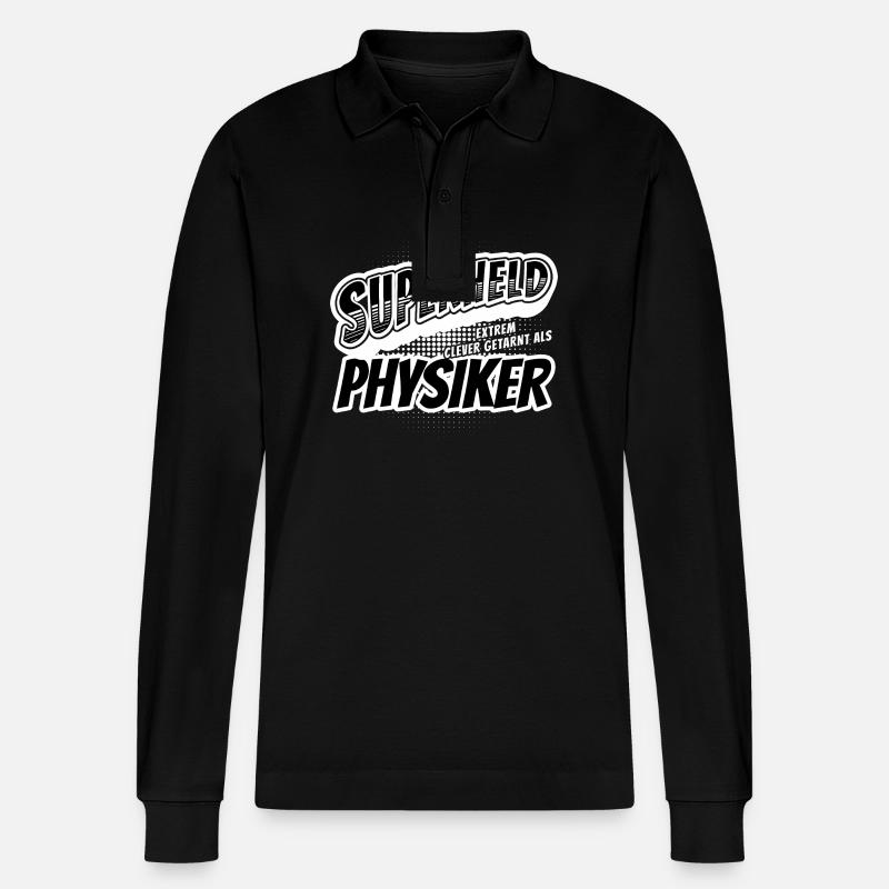 Superheld, clever getarnt als Physiker - Stanley/Stella Unisex Bio-Langarm-Poloshirt Prepster - Schwarz