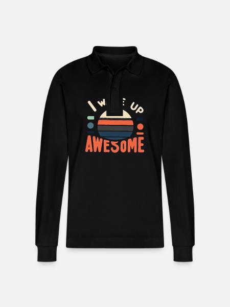 I Wake Up Awesome 12 - Stanley/Stella Unisex Bio-Langarm-Poloshirt Prepster - Schwarz