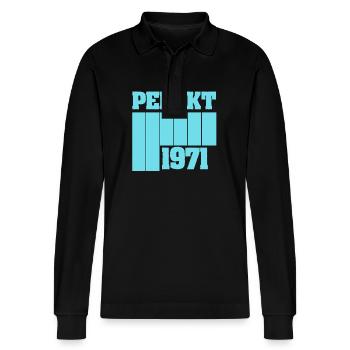 1971 - Stanley/Stella Organic Unisex Long-Sleeved Polo Shirt Prepster - black - Front - Anna (173cm) & Nico (186cm)