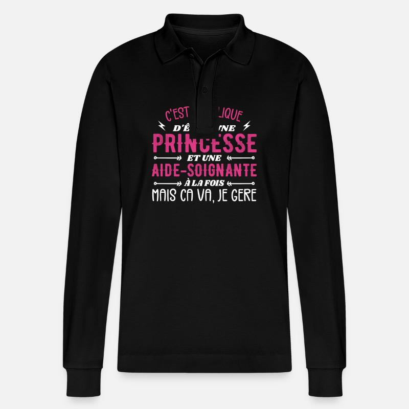 Prinzessin und Pflegerin - Stanley/Stella Unisex Bio-Langarm-Poloshirt Prepster - Schwarz