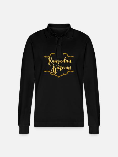 Ramadan Kareem Golden Logo - Stanley/Stella Organic Unisex Long-Sleeved Polo Shirt Prepster - black