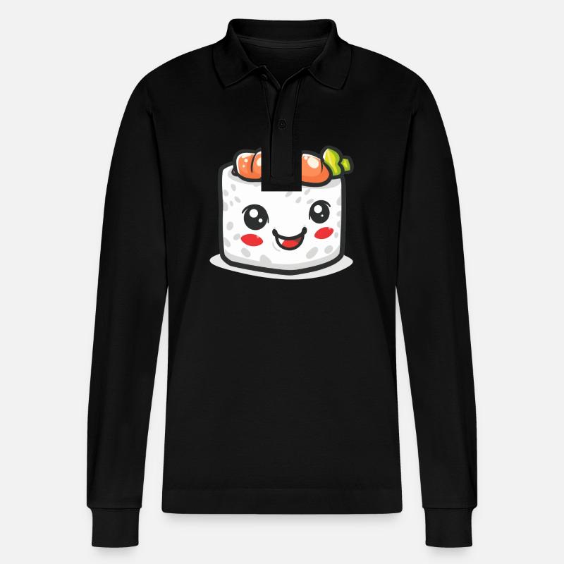 Süßes Sushi Comic - Stanley/Stella Unisex Bio-Langarm-Poloshirt Prepster - Schwarz