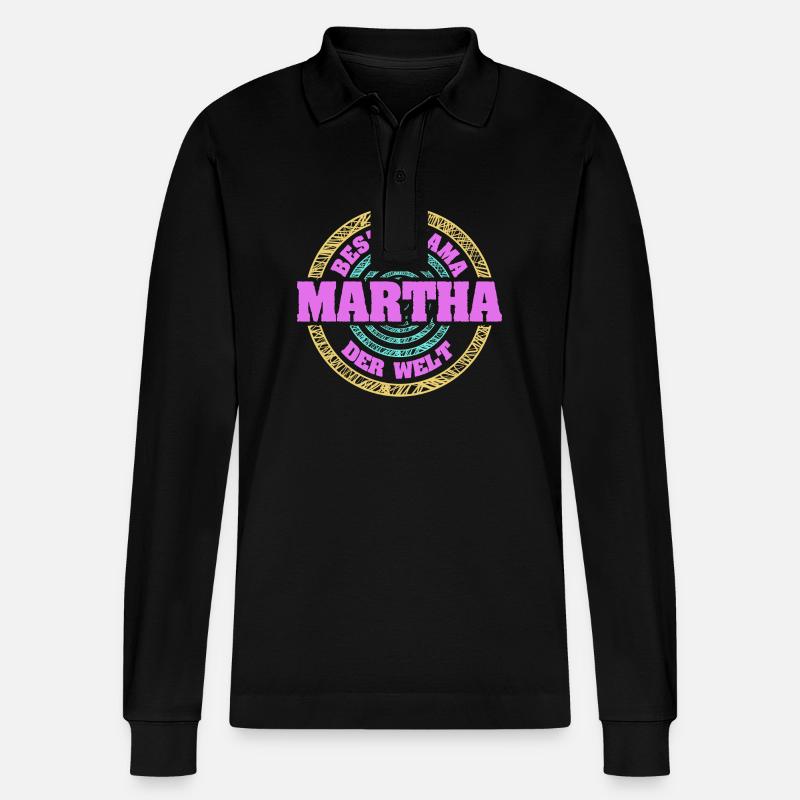 Mutter Martha - Stanley/Stella Unisex Bio-Langarm-Poloshirt Prepster - Schwarz