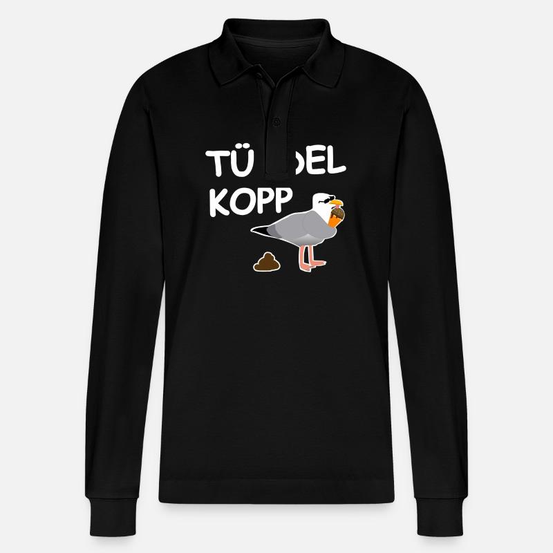 Tüddelkopp Möwe - Stanley/Stella Unisex Bio-Langarm-Poloshirt Prepster - Schwarz
