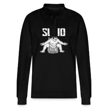 Sumo - Stanley/Stella Organic Unisex Long-Sleeved Polo Shirt Prepster - black - Front - Anna (173cm) & Nico (186cm)