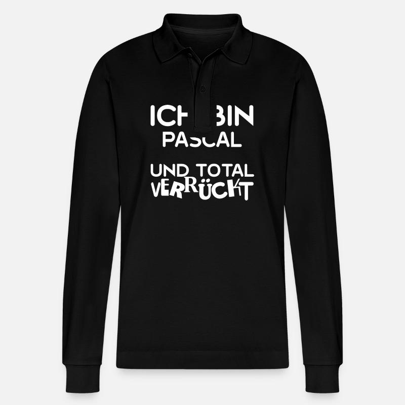 Gift for Pascal - Stanley/Stella Organic Unisex Long-Sleeved Polo Shirt Prepster - black