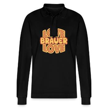 Gift for brewers - Stanley/Stella Organic Unisex Long-Sleeved Polo Shirt Prepster - black - Front - Anna (173cm) & Nico (186cm)