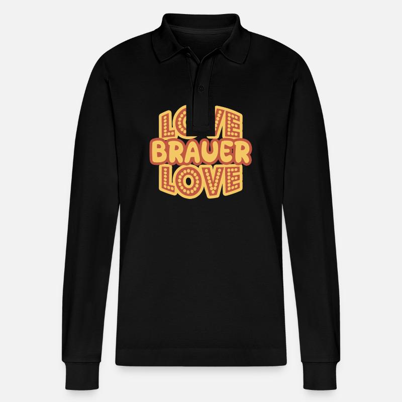 Geschenk für Brauer - Stanley/Stella Unisex Bio-Langarm-Poloshirt Prepster - Schwarz