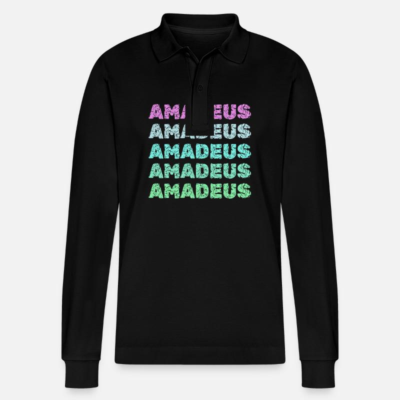 Amadeus als Amadeus - Stanley/Stella Unisex Bio-Langarm-Poloshirt Prepster - Schwarz