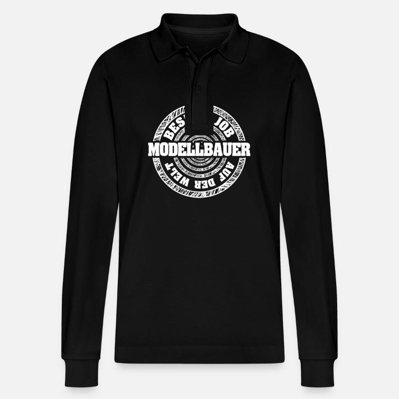 Job Modellbauer - Stanley/Stella Unisex Bio-Langarm-Poloshirt Prepster - Schwarz
