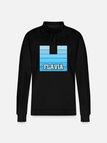 Women's name Flavia - Stanley/Stella Organic Unisex Long-Sleeved Polo Shirt Prepster - black