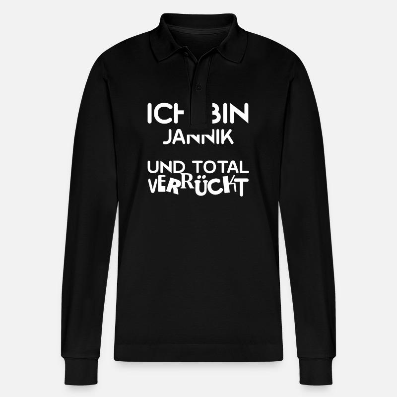 Prénom Jannik - Polo à manches longues bio PREPSTER Stanley/Stella Unisexe - noir