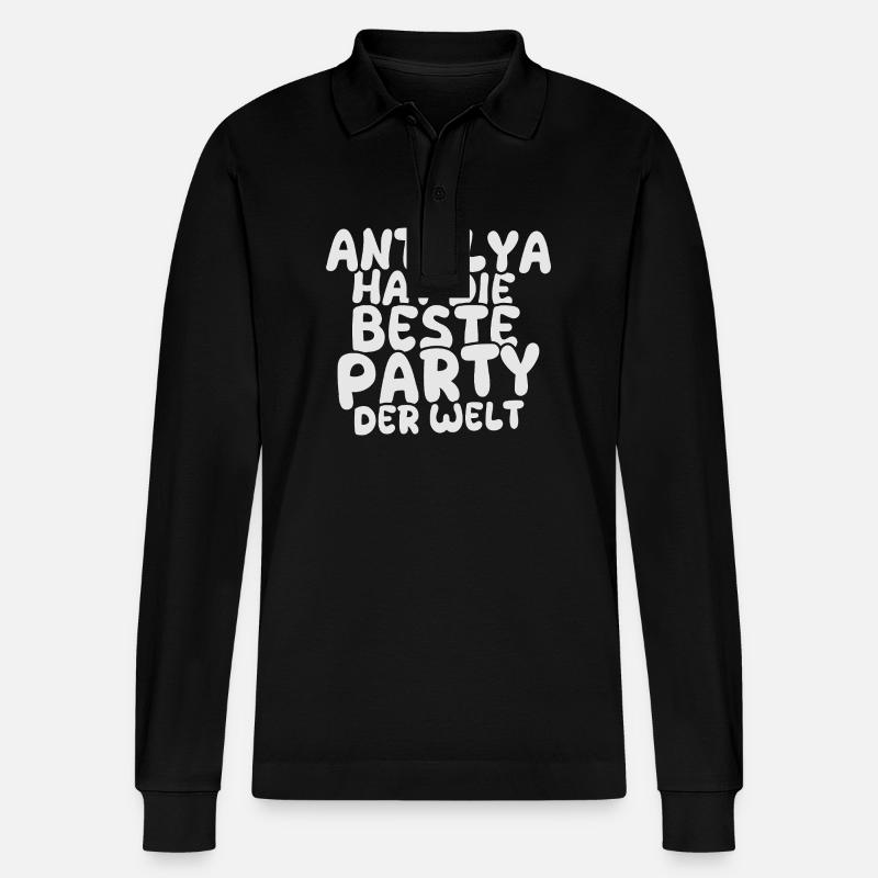 Geschenk für Antalya - Stanley/Stella Unisex Bio-Langarm-Poloshirt Prepster - Schwarz