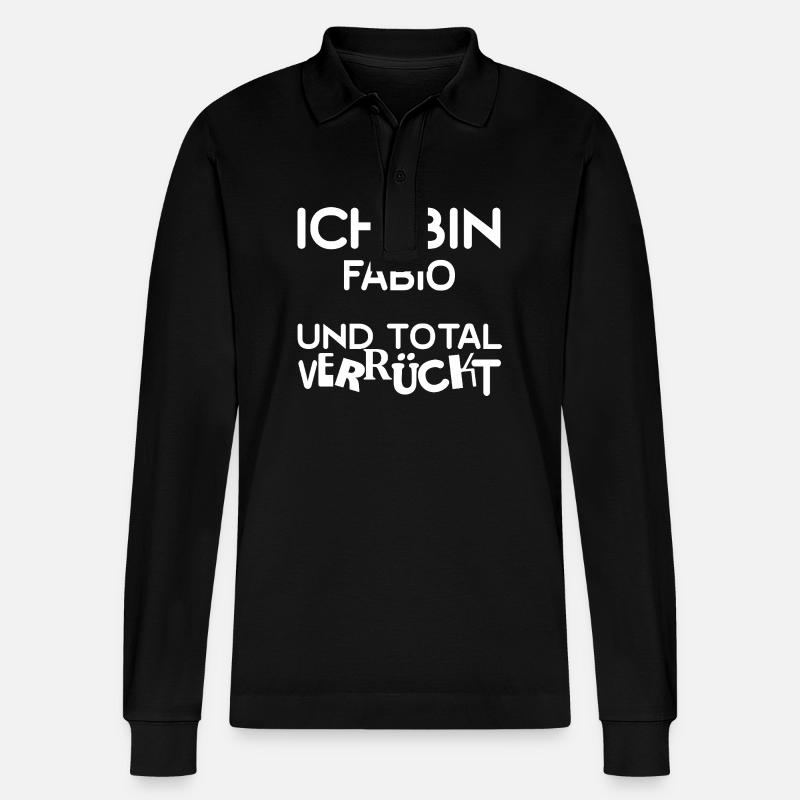 Vorname Fabio - Stanley/Stella Unisex Bio-Langarm-Poloshirt Prepster - Schwarz