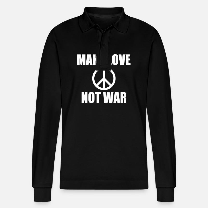 Make love not war - Stanley/Stella Unisex Bio-Langarm-Poloshirt Prepster - Schwarz