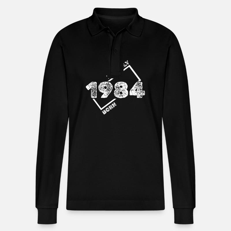 Geschenkidee 1984 - Stanley/Stella Unisex Bio-Langarm-Poloshirt Prepster - Schwarz
