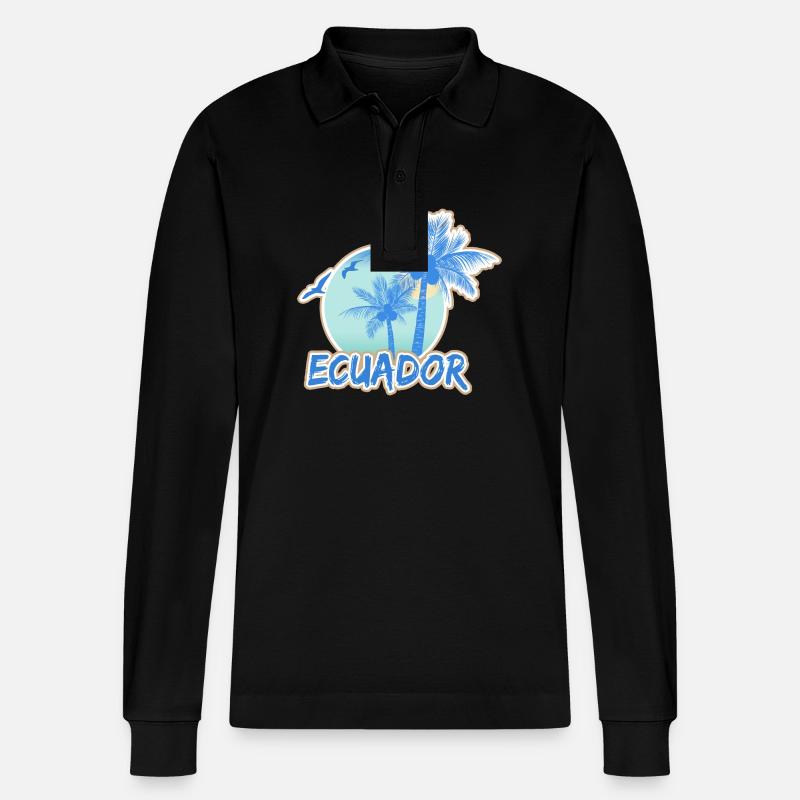 Urlaub Ecuador - Stanley/Stella Unisex Bio-Langarm-Poloshirt Prepster - Schwarz