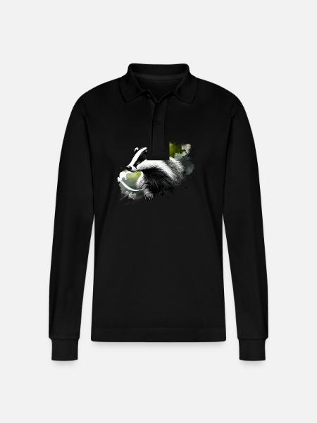 Bunter Aquarell-Rasierpinsel - Stanley/Stella Unisex Bio-Langarm-Poloshirt Prepster - Schwarz