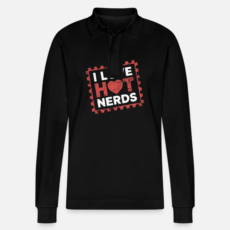 I Love Hot Nerds 21 - Stanley/Stella Unisex Bio-Langarm-Poloshirt Prepster - Schwarz