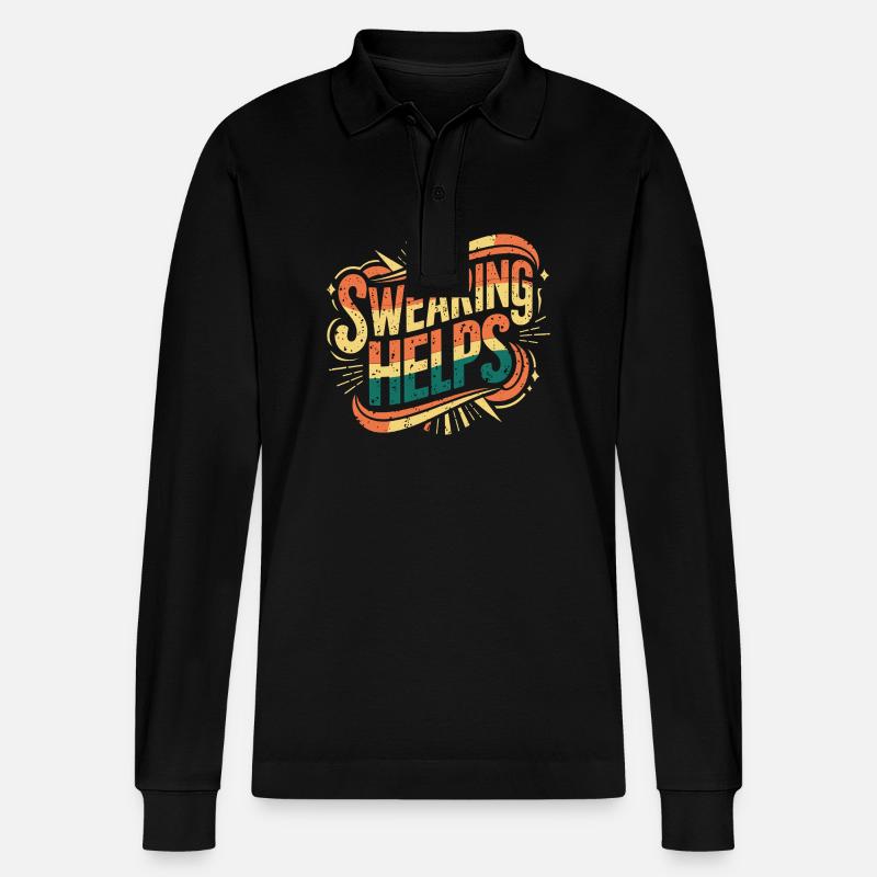 Swearing Helps 10 - Stanley/Stella Unisex Bio-Langarm-Poloshirt Prepster - Schwarz