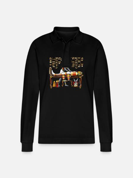 Anubis Egyptian God - Stanley/Stella Organic Unisex Long-Sleeved Polo Shirt Prepster - black