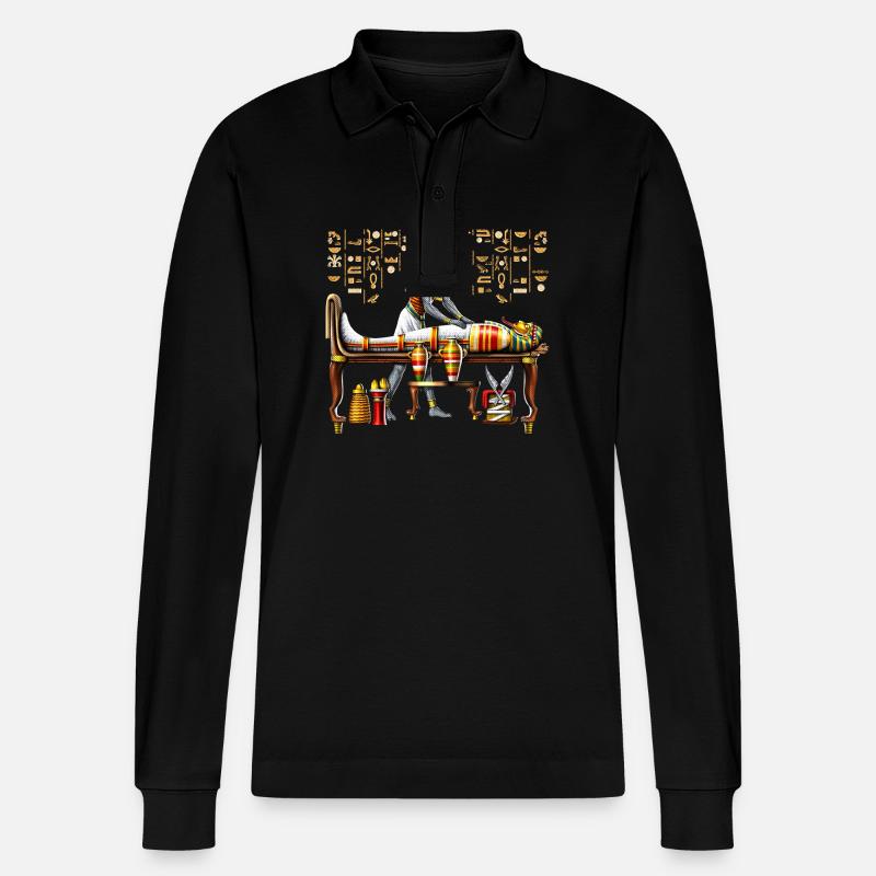 Anubis Ägyptischer Gott - Stanley/Stella Unisex Bio-Langarm-Poloshirt Prepster - Schwarz