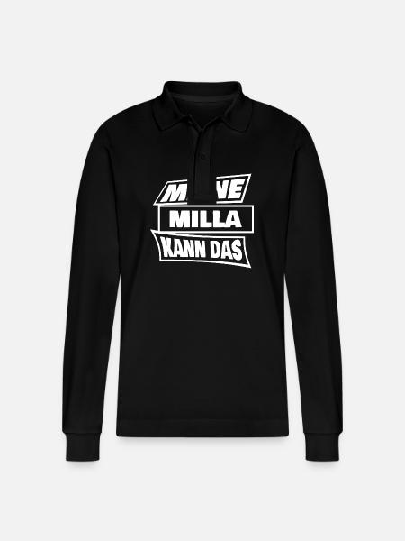 Gift for Milla - Stanley/Stella Organic Unisex Long-Sleeved Polo Shirt Prepster - black