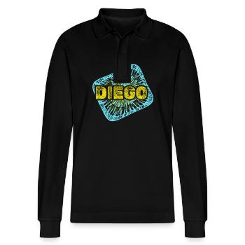 Diego as leisure time - Stanley/Stella Organic Unisex Long-Sleeved Polo Shirt Prepster - black - Front - Anna (173cm) & Nico (186cm)