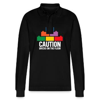 Brick Builder Brick Building Master Builder - Stanley/Stella Organic Unisex Long-Sleeved Polo Shirt Prepster - black - Front - Anna (173cm) & Nico (186cm)