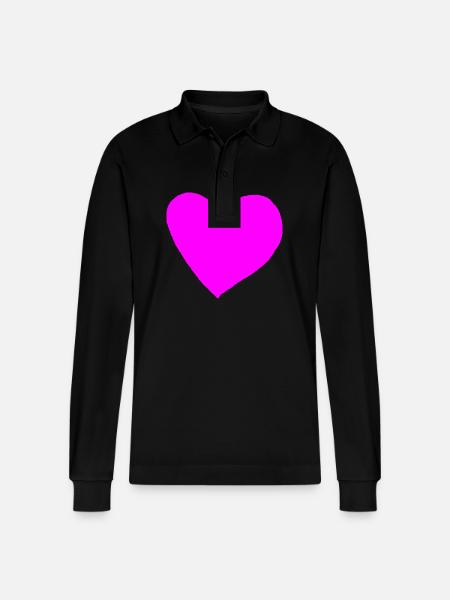 Heart Pink Pink Gift Idea - Stanley/Stella Organic Unisex Long-Sleeved Polo Shirt Prepster - black