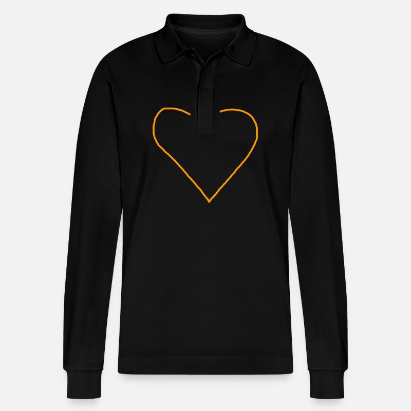 Herz orange Geschenkidee - Stanley/Stella Unisex Bio-Langarm-Poloshirt Prepster - Schwarz
