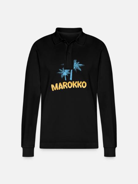 Morocco as Morocco - Stanley/Stella Organic Unisex Long-Sleeved Polo Shirt Prepster - black