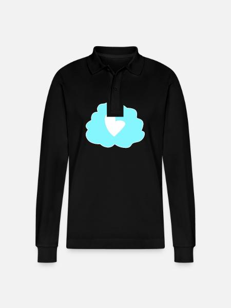Cloud Thinking Heart Icon - Stanley/Stella Organic Unisex Long-Sleeved Polo Shirt Prepster - black