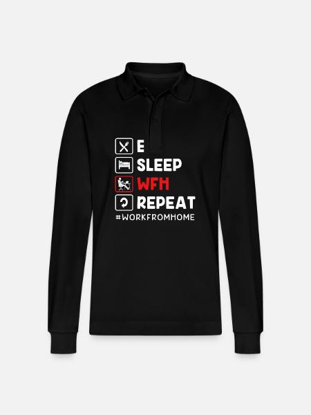 Remote home office - Stanley/Stella Organic Unisex Long-Sleeved Polo Shirt Prepster - black