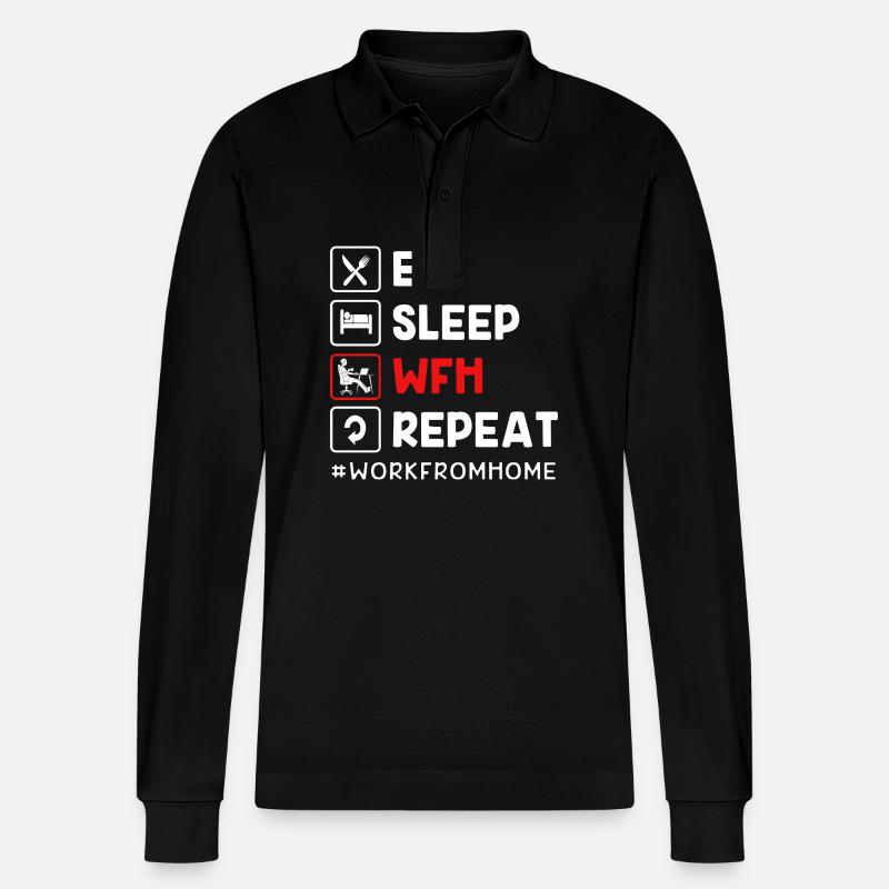 Remote Homeoffice - Stanley/Stella Unisex Bio-Langarm-Poloshirt Prepster - Schwarz
