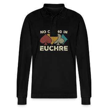 No Crying In Euchre Vintage Euchre Card Game - Polo à manches longues bio PREPSTER Stanley/Stella Unisexe - noir - Devant - Anna (173cm) & Nico (186cm)