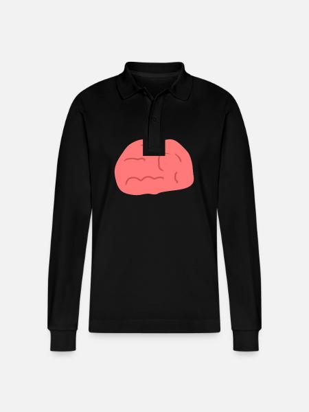 Head Symbol Brain - Stanley/Stella Organic Unisex Long-Sleeved Polo Shirt Prepster - black
