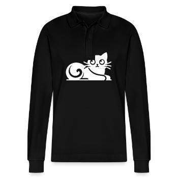 Dessin de chats abstraits mignons - Polo à manches longues bio PREPSTER Stanley/Stella Unisexe - noir - Devant - Anna (173cm) & Nico (186cm)