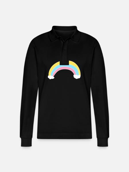 Rainbow icon clouds - Stanley/Stella Organic Unisex Long-Sleeved Polo Shirt Prepster - black