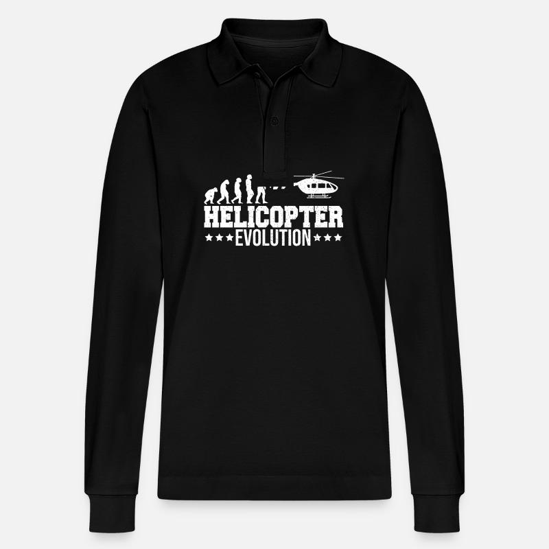 Heli Pilot Helikopter Evolution - Stanley/Stella Unisex Bio-Langarm-Poloshirt Prepster - Schwarz