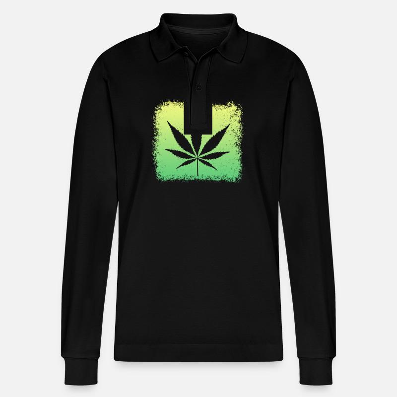 Kiffen Weed Ganja - Stanley/Stella Unisex Bio-Langarm-Poloshirt Prepster - Schwarz