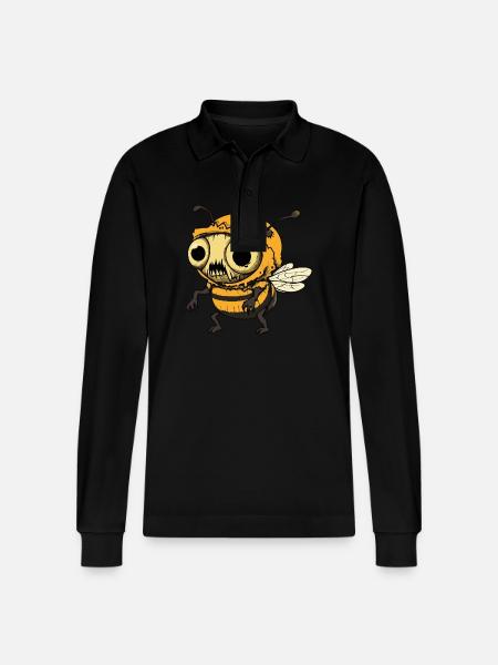 Bee Halloween Funny Zombie - Stanley/Stella Organic Unisex Long-Sleeved Polo Shirt Prepster - black